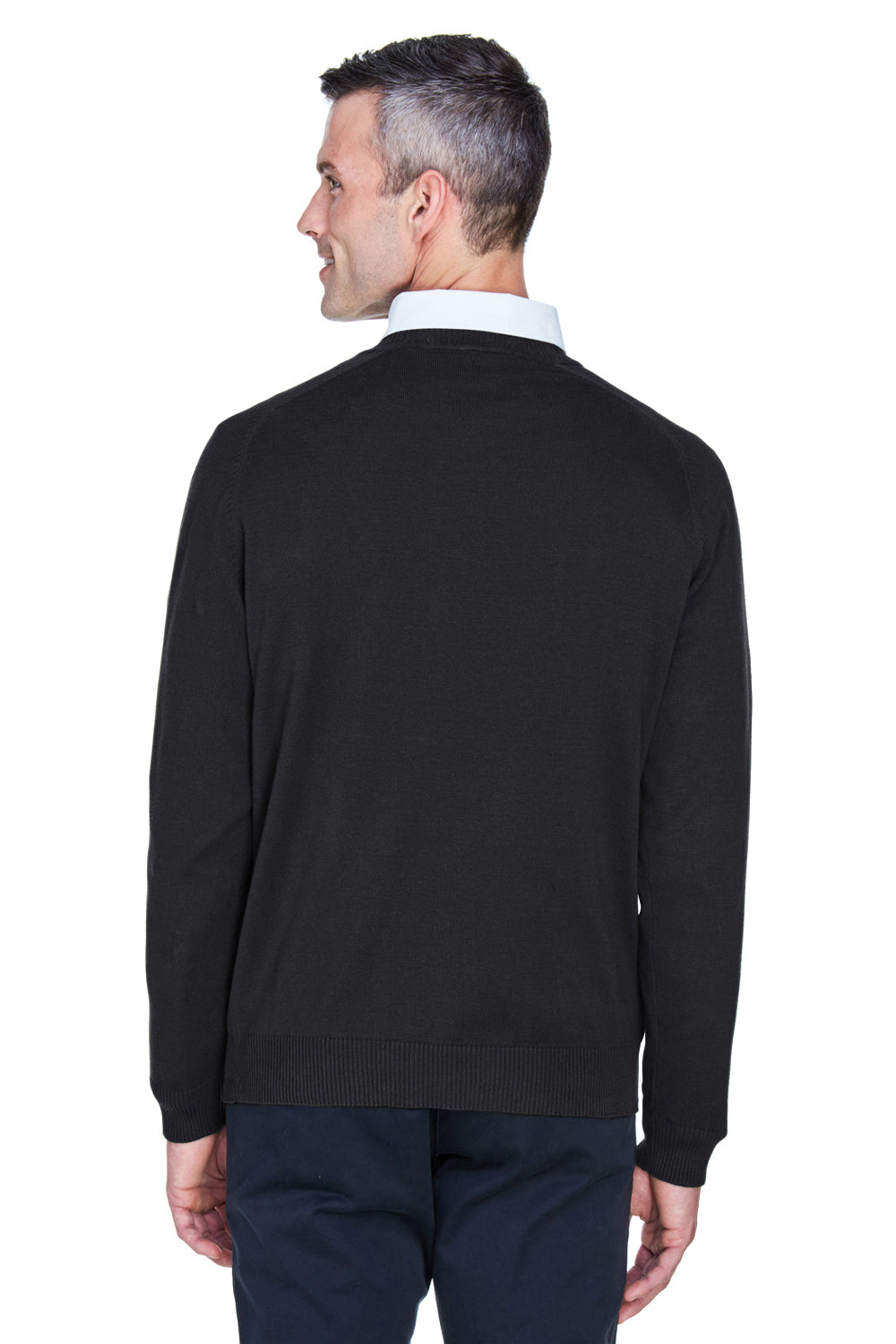 Devon & Jones D475 Mens Wrinkle Resistant V-Neck Sweater Black Back