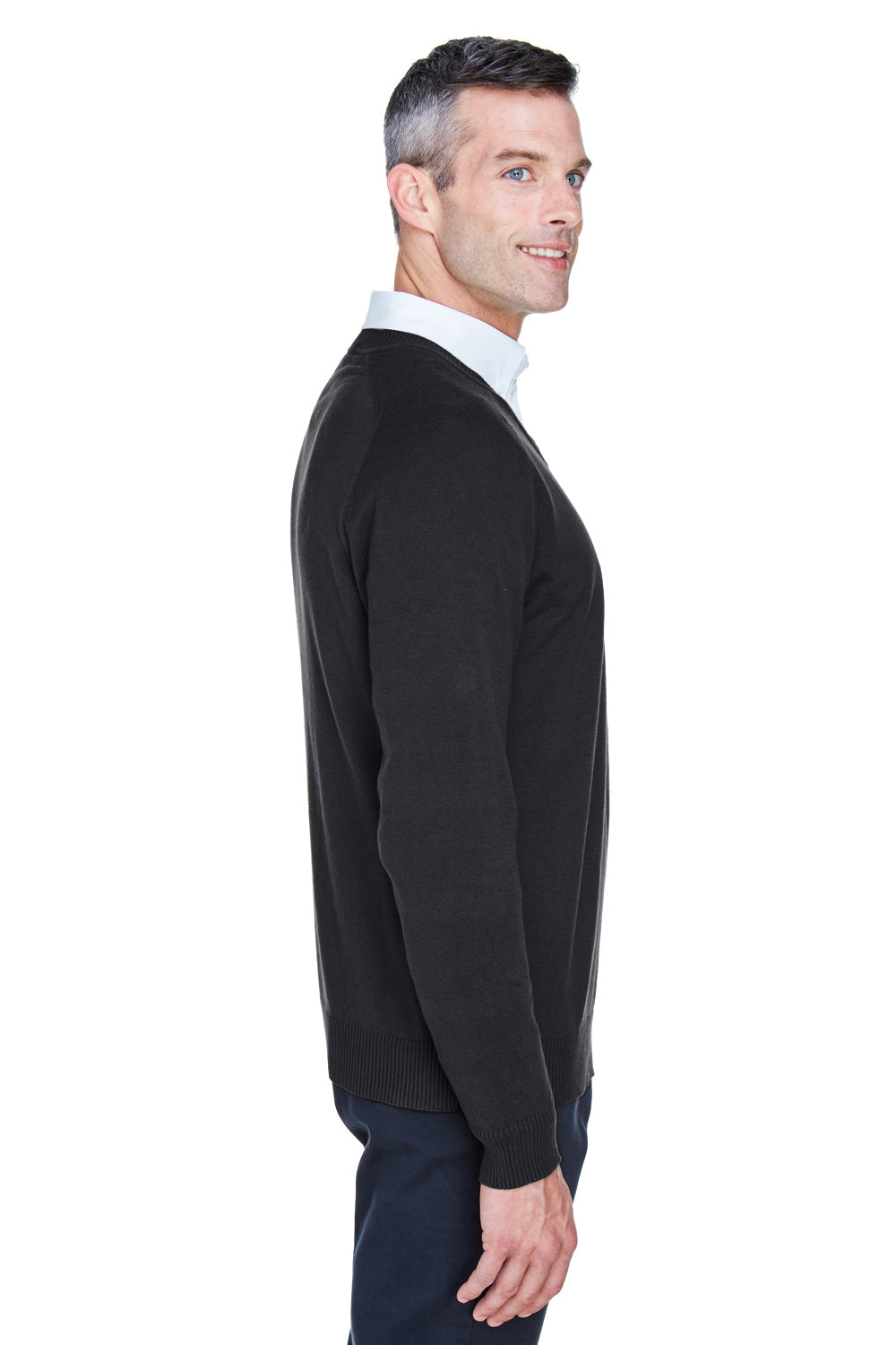 Devon & Jones D475 Mens Wrinkle Resistant V-Neck Sweater Black Side