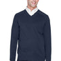 Devon & Jones Mens Wrinkle Resistant V-Neck Sweater - Navy Blue - Closeout