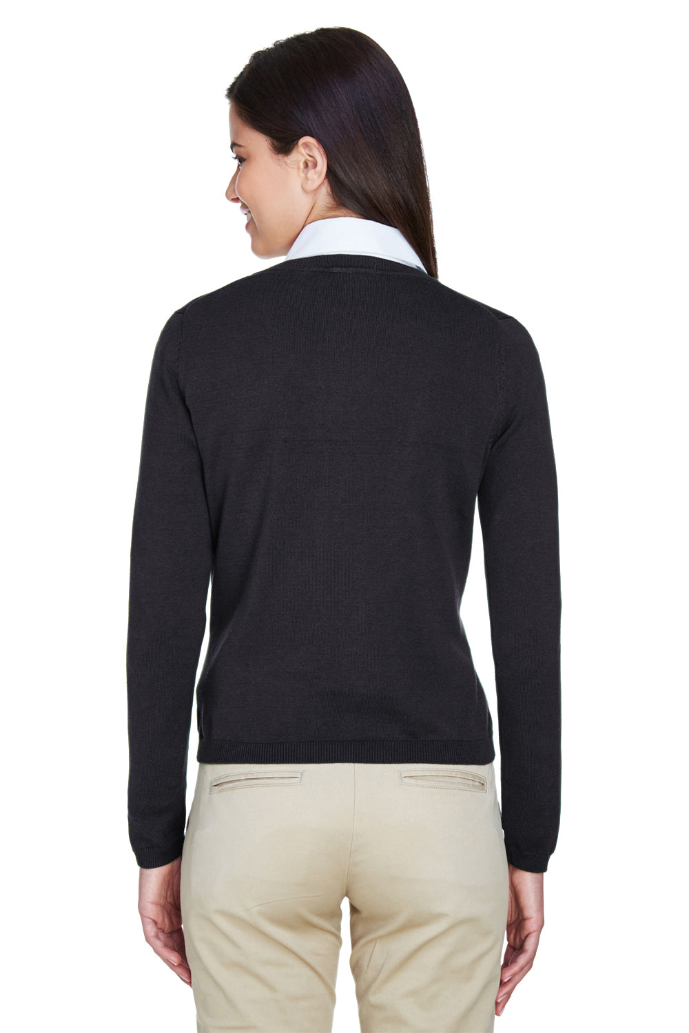 Devon & Jones D475W Womens Wrinkle Resistant V-Neck Sweater Black Back