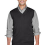Devon & Jones Mens Wrinkle Resistant V-Neck Sweater Vest - Black - Closeout