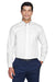 Devon & Jones D620 Mens Crown Woven Collection Wrinkle Resistant Long Sleeve Button Down Shirt w/ Pocket White Front