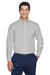 Devon & Jones D620 Mens Crown Woven Collection Wrinkle Resistant Long Sleeve Button Down Shirt w/ Pocket Silver Grey Front