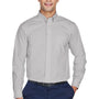 Devon & Jones Mens Crown Woven Collection Wrinkle Resistant Long Sleeve Button Down Shirt w/ Pocket - Silver Grey