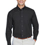 Devon & Jones Mens Crown Woven Collection Wrinkle Resistant Long Sleeve Button Down Shirt w/ Pocket - Black