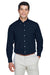 Devon & Jones D620 Mens Crown Woven Collection Wrinkle Resistant Long Sleeve Button Down Shirt w/ Pocket Navy Blue Front