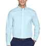 Devon & Jones Mens Crown Woven Collection Wrinkle Resistant Long Sleeve Button Down Shirt w/ Pocket - Crystal Blue