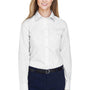 Devon & Jones Womens Crown Woven Collection Wrinkle Resistant Long Sleeve Button Down Shirt - White