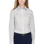 Devon & Jones Womens Crown Woven Collection Wrinkle Resistant Long Sleeve Button Down Shirt - Silver Grey