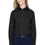 Devon & Jones Womens Crown Woven Collection Wrinkle Resistant Long Sleeve Button Down Shirt - Black