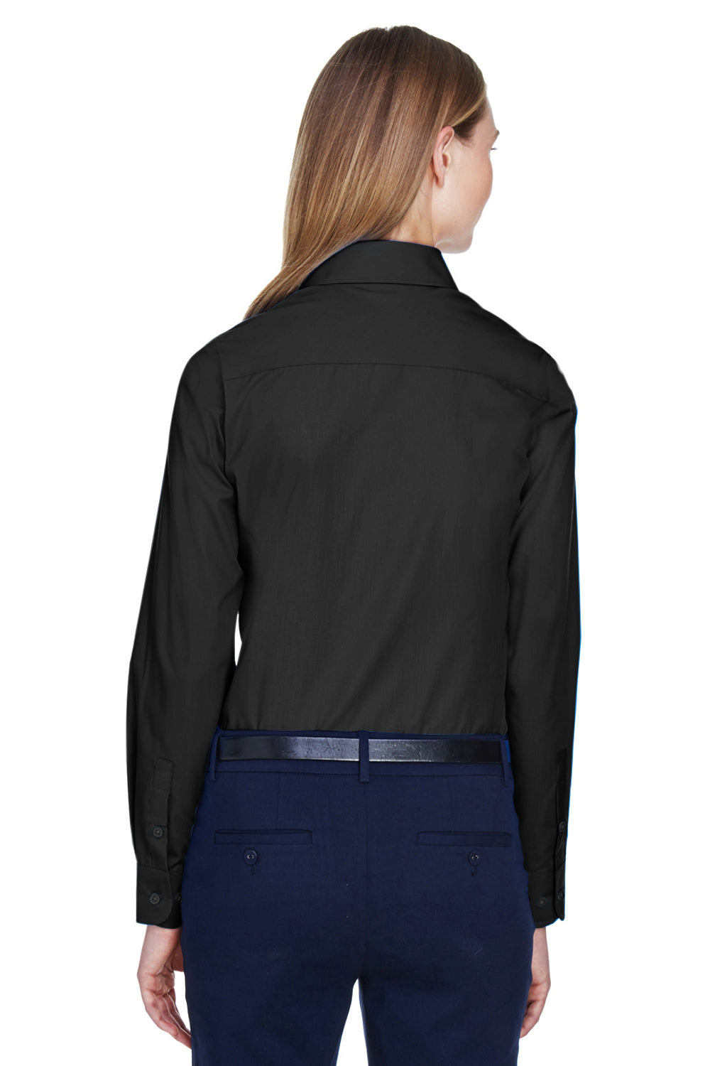 Devon & Jones D620W Womens Crown Woven Collection Wrinkle Resistant Long Sleeve Button Down Shirt Black Back