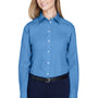 Devon & Jones Womens Crown Woven Collection Wrinkle Resistant Long Sleeve Button Down Shirt - French Blue