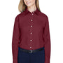 Devon & Jones Womens Crown Woven Collection Wrinkle Resistant Long Sleeve Button Down Shirt - Burgundy