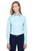 Devon & Jones D620W Womens Crown Woven Collection Wrinkle Resistant Long Sleeve Button Down Shirt Crystal Blue Front