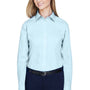 Devon & Jones Womens Crown Woven Collection Wrinkle Resistant Long Sleeve Button Down Shirt - Crystal Blue