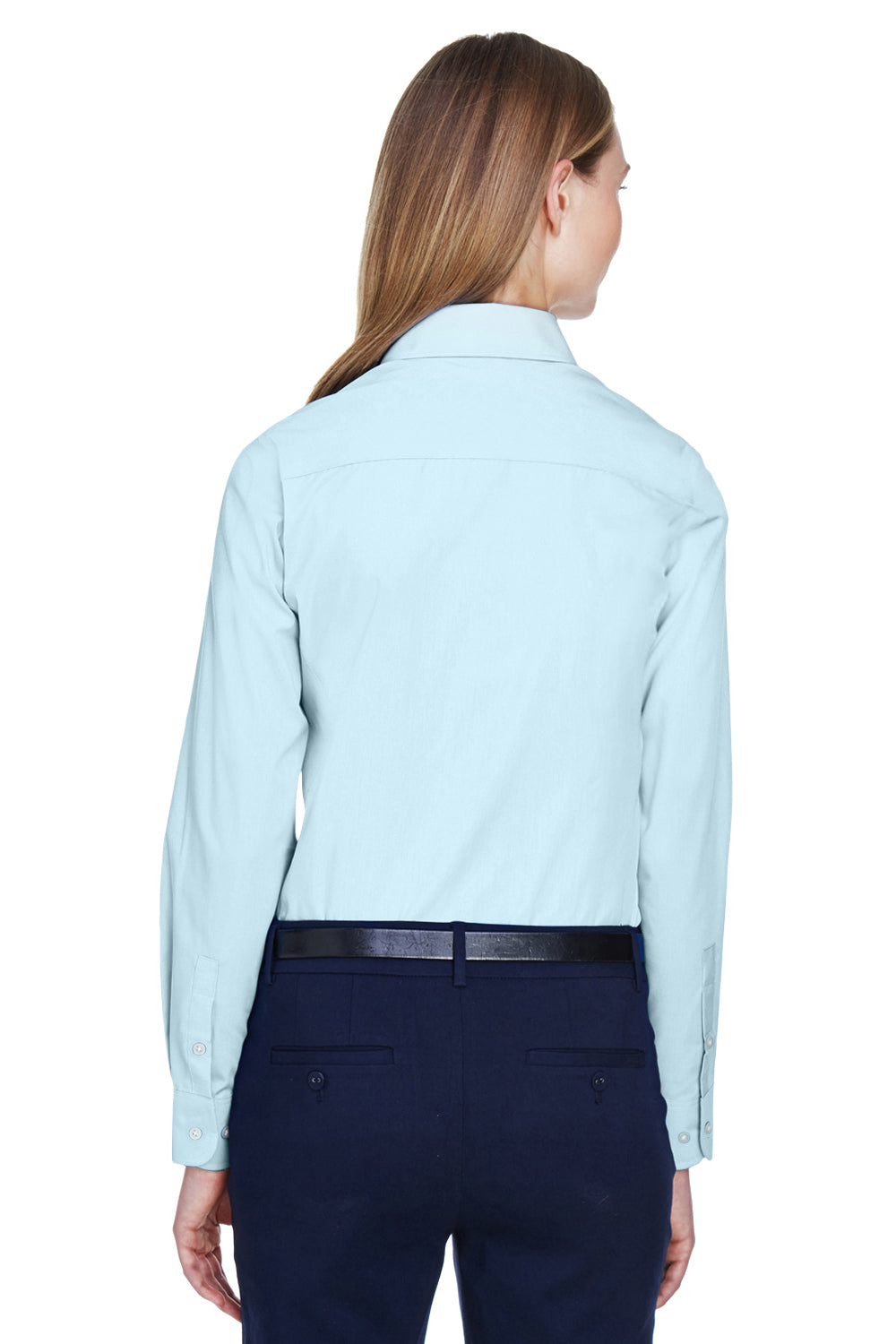 Devon & Jones D620W Womens Crown Woven Collection Wrinkle Resistant Long Sleeve Button Down Shirt Crystal Blue Back