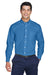Devon & Jones D630 Mens Crown Woven Collection Wrinkle Resistant Long Sleeve Button Down Shirt w/ Pocket French Blue Front