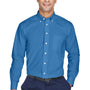 Devon & Jones Mens Crown Woven Collection Wrinkle Resistant Long Sleeve Button Down Shirt w/ Pocket - French Blue