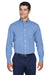 Devon & Jones D630 Mens Crown Woven Collection Wrinkle Resistant Long Sleeve Button Down Shirt w/ Pocket Light Blue Front