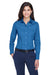 Devon & Jones D630W Womens Crown Woven Collection Wrinkle Resistant Long Sleeve Button Down Shirt French Blue Front