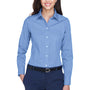 Devon & Jones Womens Crown Woven Collection Wrinkle Resistant Long Sleeve Button Down Shirt - Light Blue