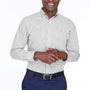 Devon & Jones Mens Crown Woven Collection Wrinkle Resistant Long Sleeve Button Down Shirt w/ Pocket - Silver Grey