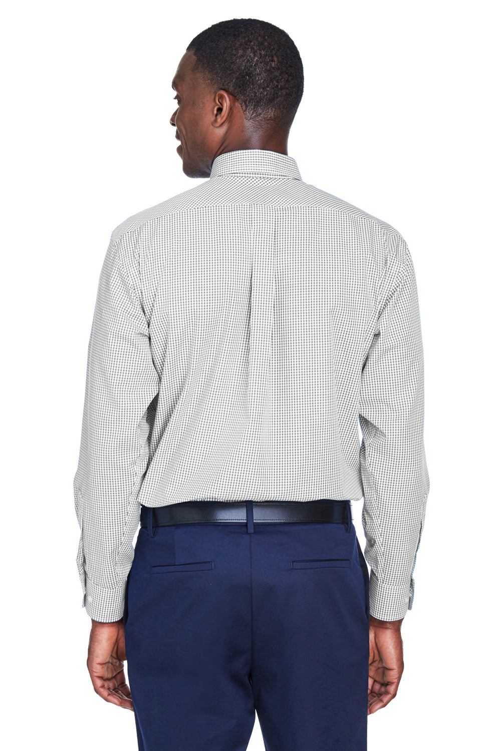 Devon & Jones D640 Mens Crown Woven Collection Wrinkle Resistant Long Sleeve Button Down Shirt w/ Pocket Silver Grey Back