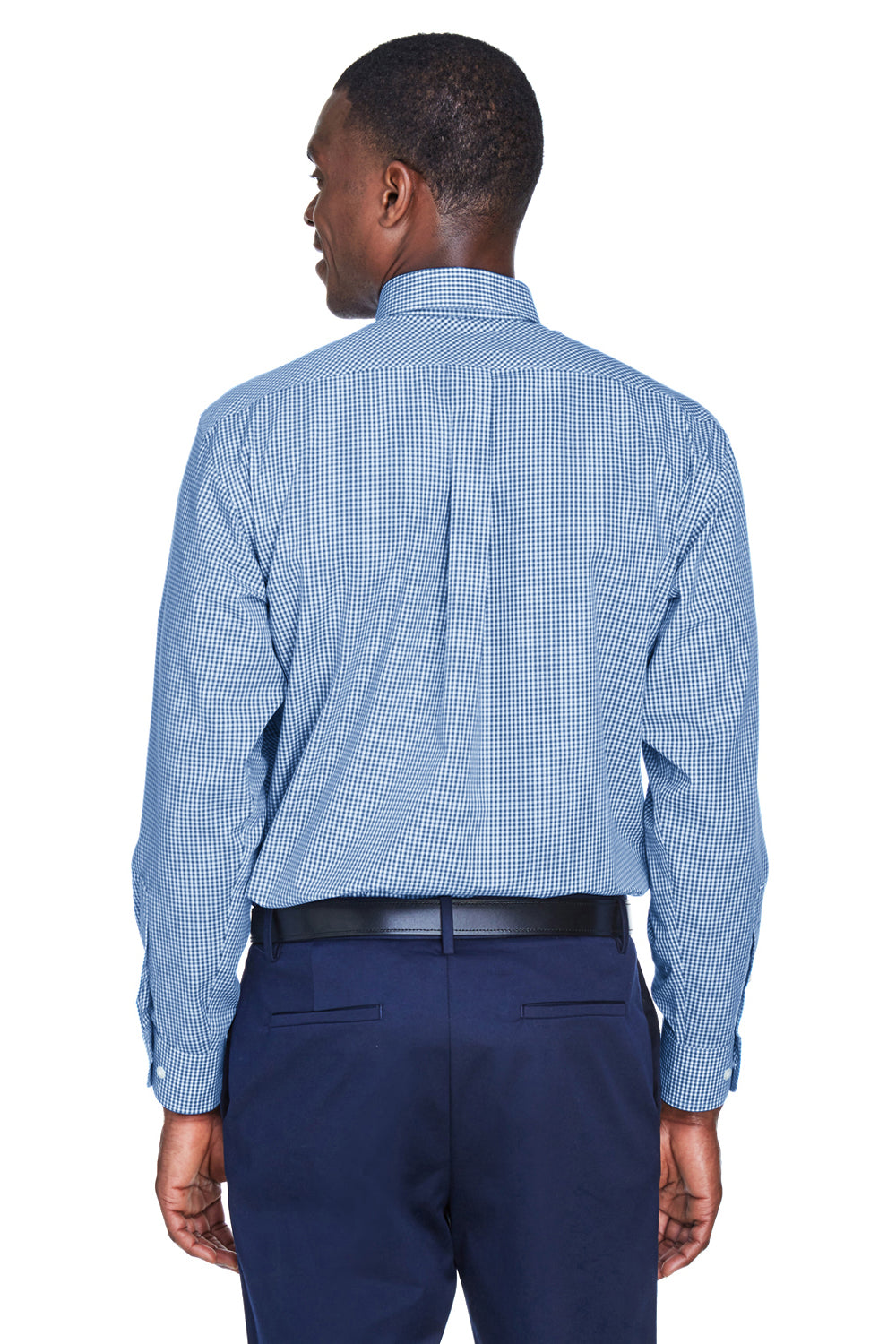 Devon & Jones D640 Mens Crown Woven Collection Wrinkle Resistant Long Sleeve Button Down Shirt w/ Pocket French Blue Back