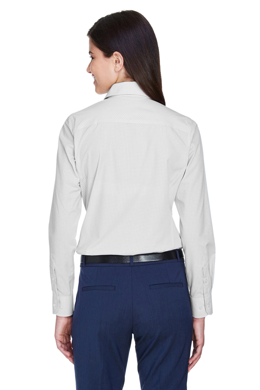 Devon & Jones D640W Womens Crown Woven Collection Wrinkle Resistant Long Sleeve Button Down Shirt Silver Grey Back