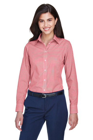 Devon & Jones D640W Womens Crown Woven Collection Wrinkle Resistant Long Sleeve Button Down Shirt Red Front