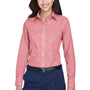 Devon & Jones Womens Crown Woven Collection Wrinkle Resistant Long Sleeve Button Down Shirt - Red