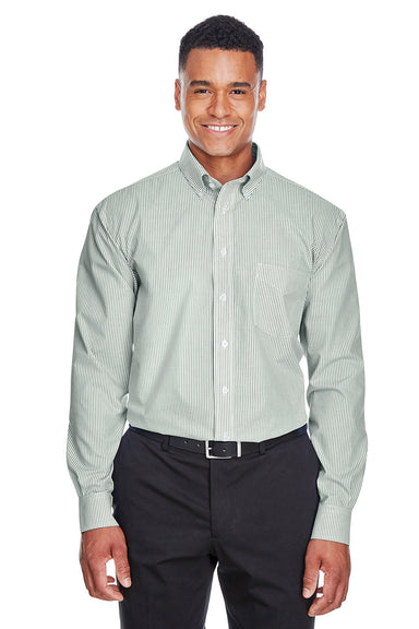 Devon & Jones D645 Mens Crown Woven Collection Wrinkle Resistant Long Sleeve Button Down Shirt w/ Pocket Dill Green Front