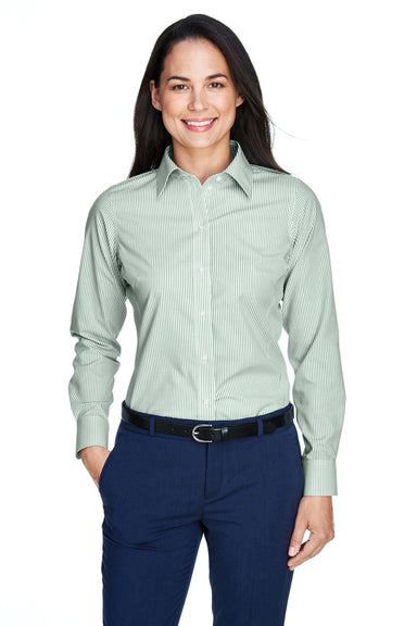 Devon & Jones D645W Womens Crown Woven Collection Wrinkle Resistant Long Sleeve Button Down Shirt Dill Green Front
