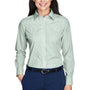 Devon & Jones Womens Crown Woven Collection Wrinkle Resistant Long Sleeve Button Down Shirt - Dill Green