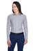 Devon & Jones D645W Womens Crown Woven Collection Wrinkle Resistant Long Sleeve Button Down Shirt Navy Blue Front
