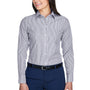 Devon & Jones Womens Crown Woven Collection Wrinkle Resistant Long Sleeve Button Down Shirt - Navy Blue