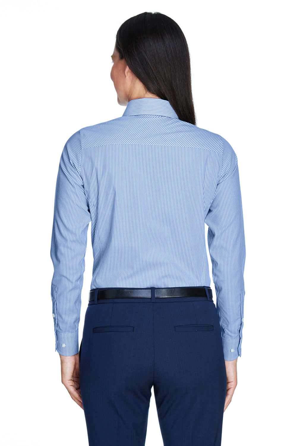 Devon & Jones D645W Womens Crown Woven Collection Wrinkle Resistant Long Sleeve Button Down Shirt French Blue Back