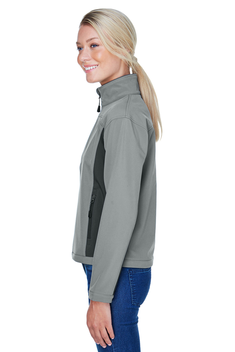 Devon & Jones D997W Womens Wind & Water Resistant Full Zip Jacket Charcoal Grey/Dark Grey Side