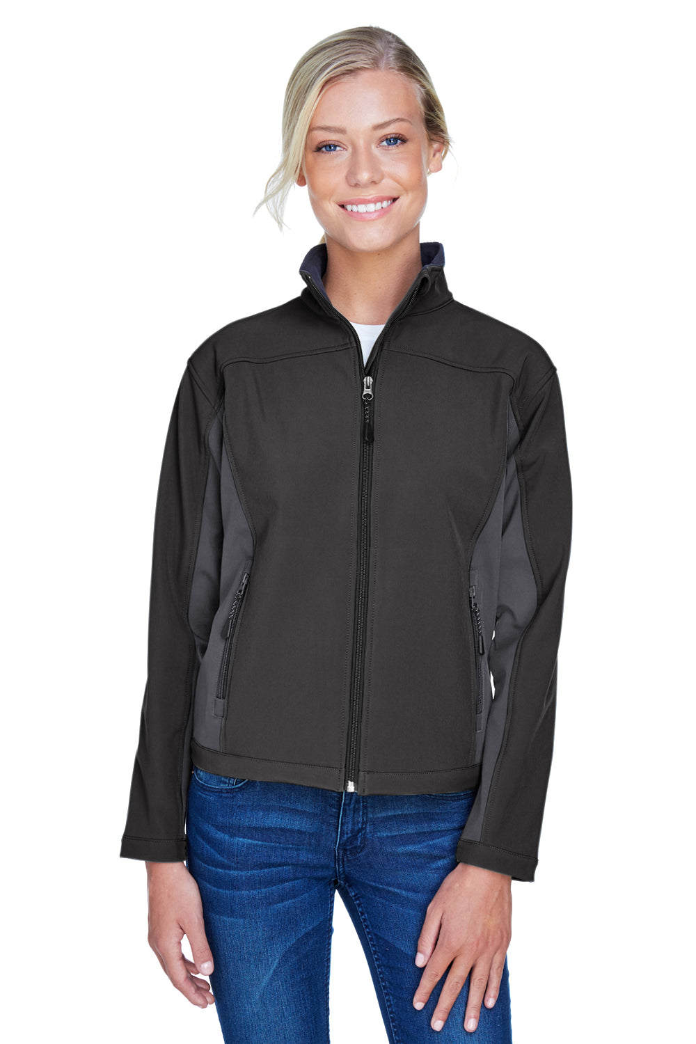 Devon & Jones D997W Womens Wind & Water Resistant Full Zip Jacket Black/Dark Grey Front