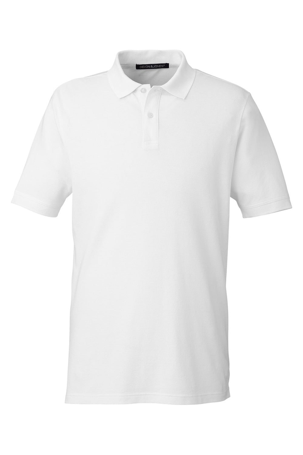Devon & Jones DG100 Mens New Classics Performance Moisture Wicking Short Sleeve Polo Shirt White Flat Front