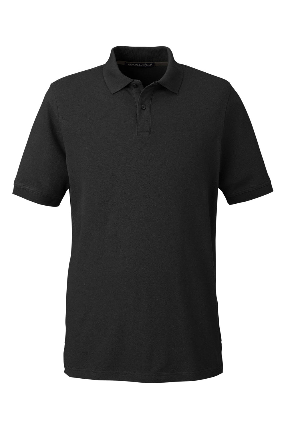 Devon & Jones DG100 Mens New Classics Performance Moisture Wicking Short Sleeve Polo Shirt Black Flat Front