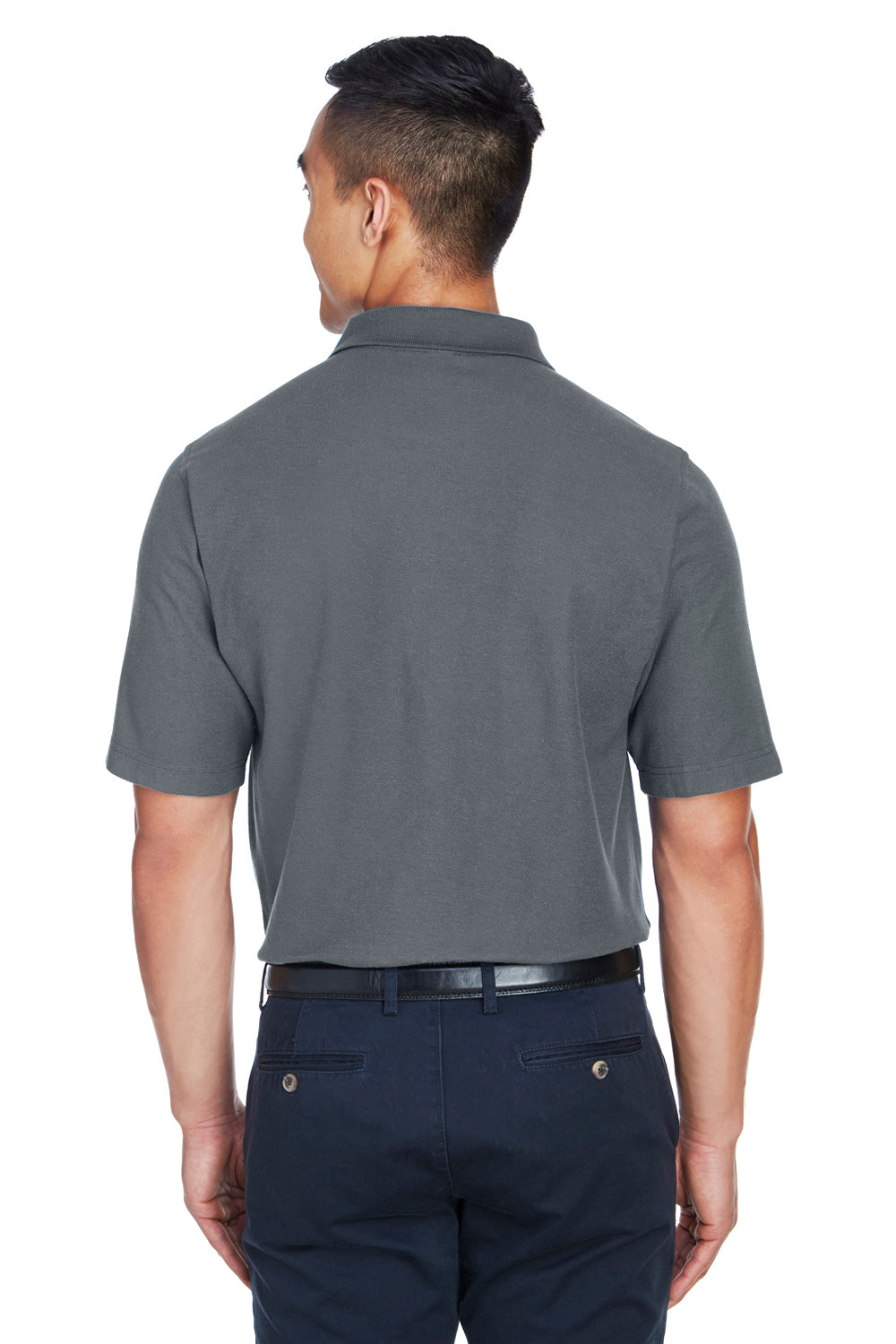 Devon & Jones DG150P Mens DryTec20 Performance Moisture Wicking Short Sleeve Polo Shirt w/ Pocket Graphite Grey Back