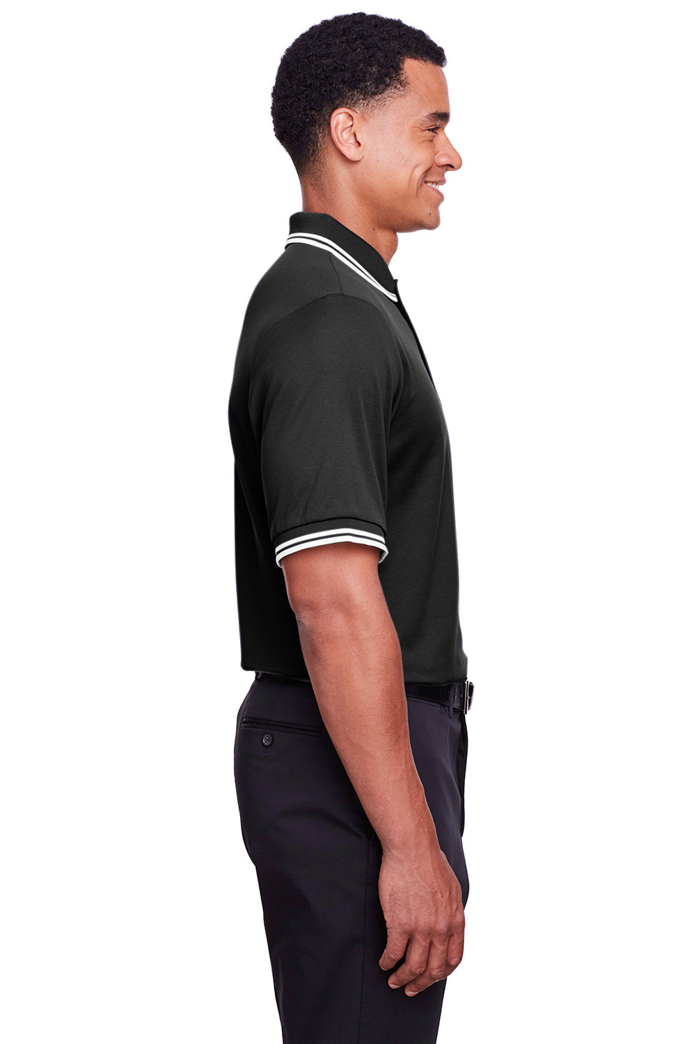 Devon & Jones DG20C Mens CrownLux Performance Moisture Wicking Short Sleeve Polo Shirt Black/White Side