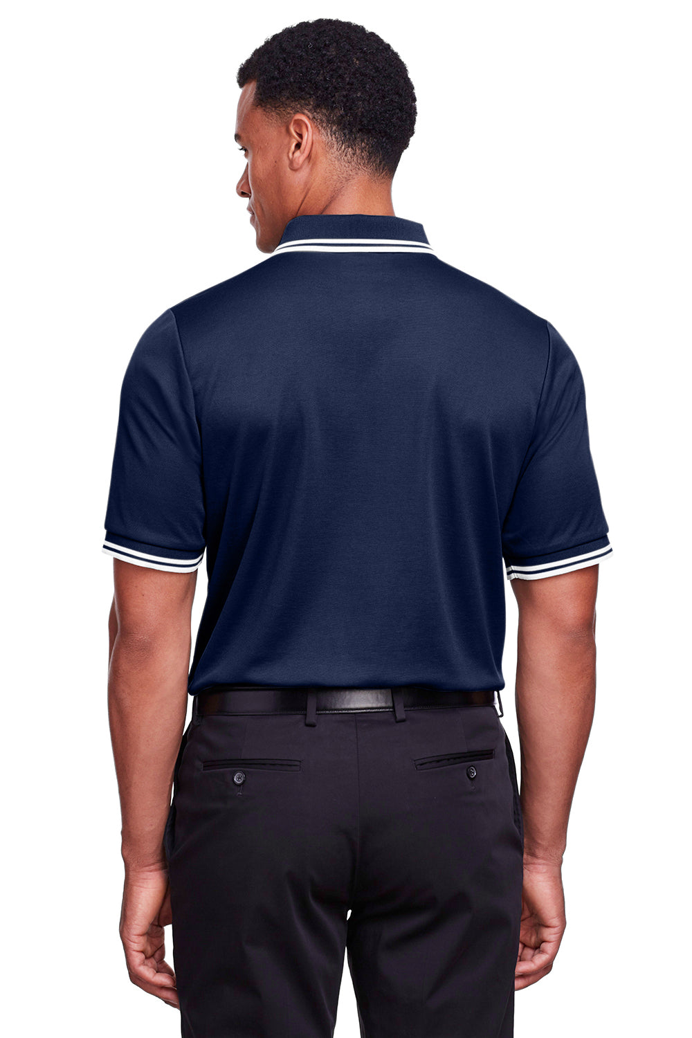 Devon & Jones DG20C Mens CrownLux Performance Moisture Wicking Short Sleeve Polo Shirt Navy Blue/White Back