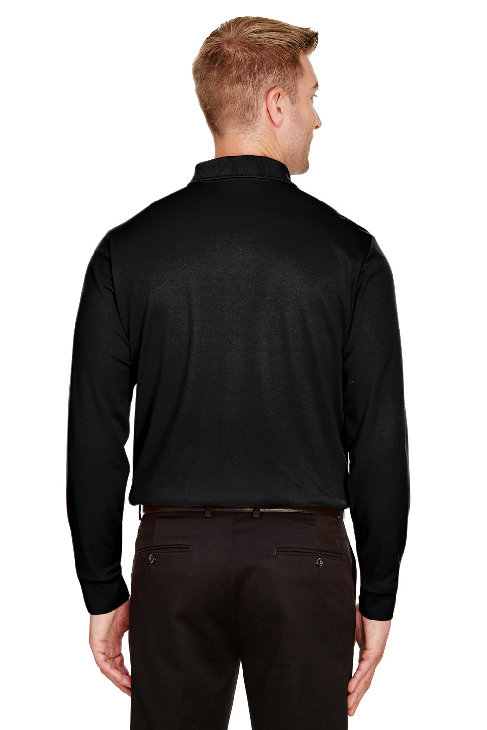 Devon & Jones DG20L Mens CrownLux Performance Moisture Wicking Long Sleeve Polo Shirt Black Back