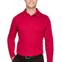 Devon & Jones Mens CrownLux Performance Moisture Wicking Long Sleeve Polo Shirt - Red