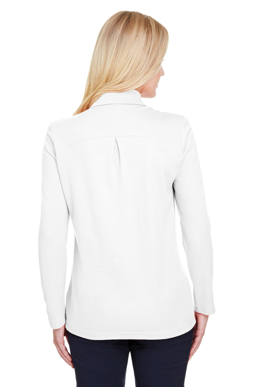 Devon & Jones DG20LW Womens CrownLux Performance Moisture Wicking Long Sleeve Polo Shirt White Back