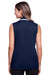 Devon & Jones DG20SW Womens CrownLux Performance Moisture Wicking Sleeveless Polo Shirt Navy Blue/White Back
