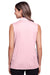 Devon & Jones DG20SW Womens CrownLux Performance Moisture Wicking Sleeveless Polo Shirt Pink/White Back