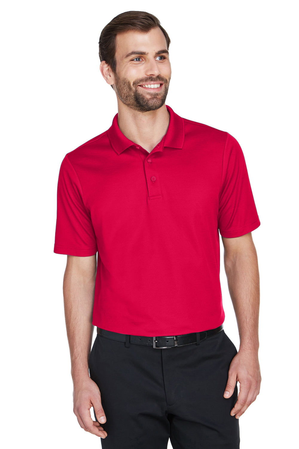 Devon & Jones Mens CrownLux Performance Moisture Wicking Short Sleeve Polo Shirt - Red